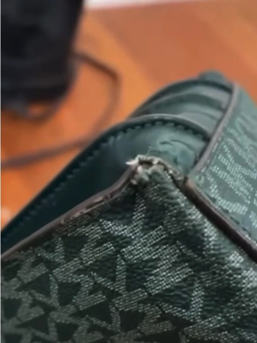 Michael Kors Dark Green MK Signature Satchel with Gold Hardware - Picture 14 of 16